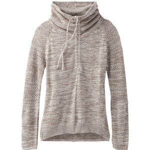 Prana Sz L Cedar Sweater Open Weave Pullover Oatmeal Brown Organic Cotton Wool
